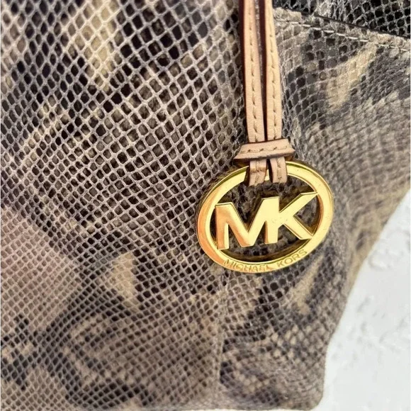 Michael Kors Brown Snake Print Tote Bag - Picture 7 of 12